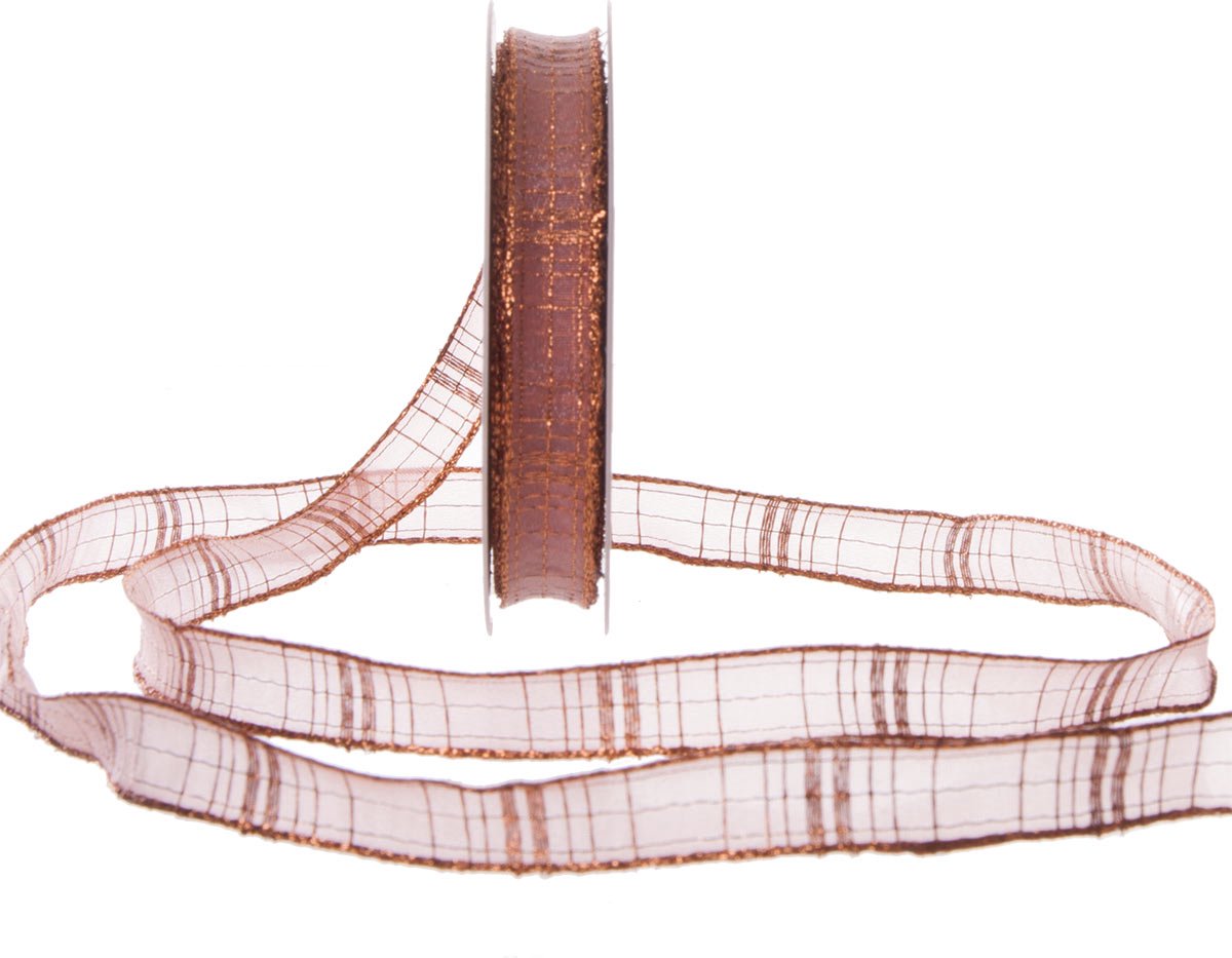 Luxe Inpaklint met Organza en Koperdecoratie - Decoratief Cadeaulint - 15mm x 20m